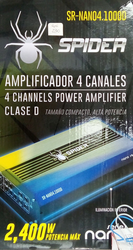 Amplificador 4canales (2400w) Nano Tecnología, Clased Spider