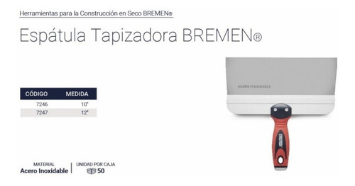 Imagen 3 de 5 de Espatula Durlock Tapizad 254mm Acero Inox Yese C Bremen 7246