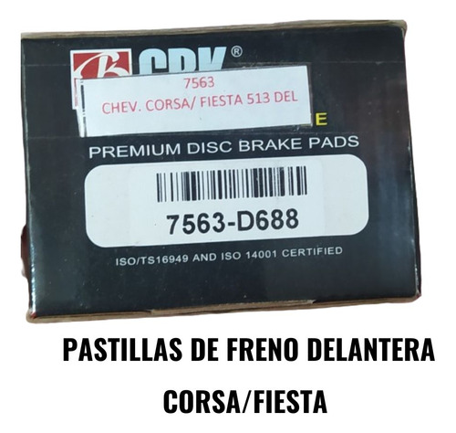 Pastillas De Freno Delantera Corsa/ Fiesta 513