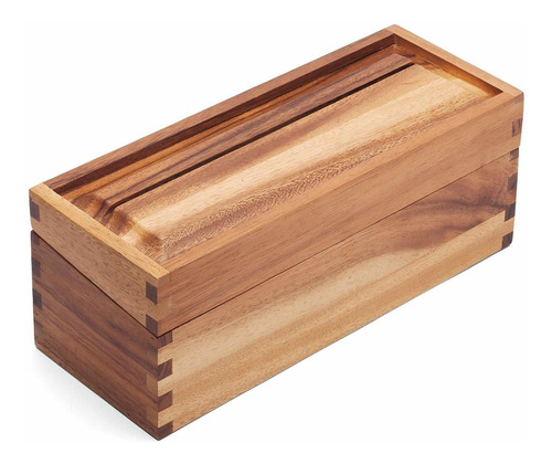 Caja De Recetas De Acacia, Compartimento Doble, Madera ...