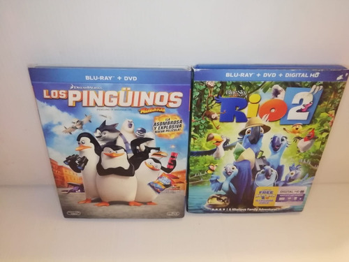 Los Pinguinos De Madagascar Blue+dvd Y Rio 2 Blue+dvd