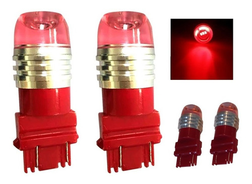 Foco Led 3157 Rojo, Cuarto Y Stop Luz Fija Y Estrobo (1 Jgo)