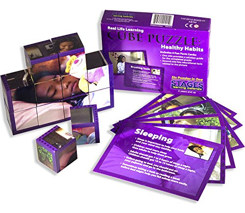 Cubo Puzzle Stages Learning Healthy Habits, Color Morado, 12