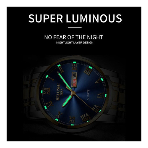 Reloj Belushi De Acero Inoxidable Luminoso Para Hombre, 2 Pi Color De La Correa Style 3(2pcs)