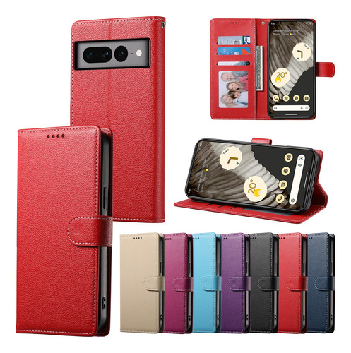 Funda Protectora De Piel Sintética Con Tapa Para Google Pixel 7 Pro Con Hebilla Magnética Y Ranura Para Tarjetas