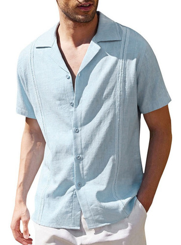 Camisas Guayabera Para Hombre, Camisa De Lino De Campamento