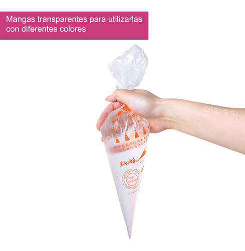 Aleissi 300 Mangas Desechables Pasteleras Reposteria 35cm Color Transparente