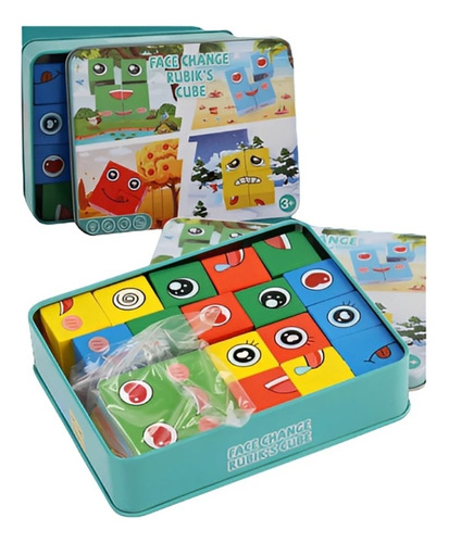 Juego De Mesa Puzzle Didáctico Bloques De Madera Expresiones