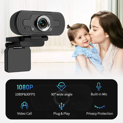 Jalebro Cámara Web 1080p Con Micrófono Y Cubierta De Privaci
