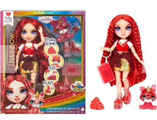 Muñeca Rainbow High Rubi Con Slime Y Mascota 2m 