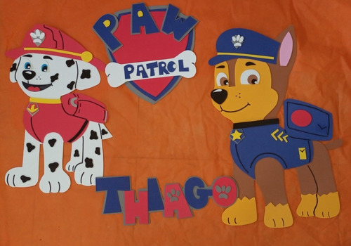 Paw Patrol Cartel Cumpleaños Atras Torta Patrulla Canina