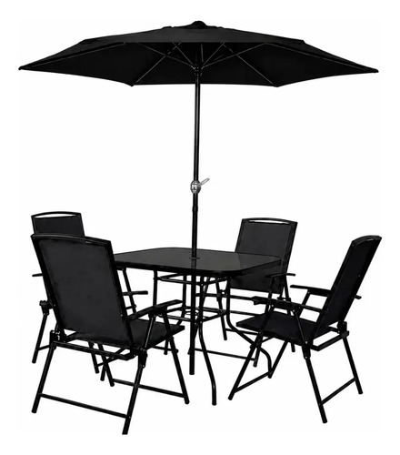 Conjunto Mesa 4 Cadeira Guarda Sol Jardim Casa Lys