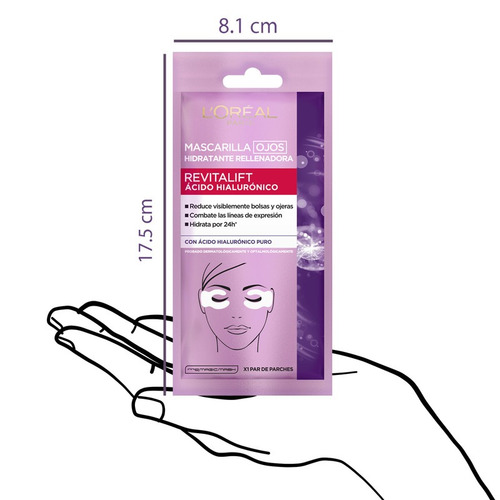 Mascarilla facial para piel normal L'Oréal Paris Revitalift Mascarilla Ojos Revitalift Ácido Hialurónico 6g y 6mL
