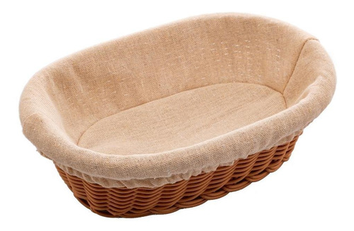 Cesta Oval Com Forro Lyor De Rattan Plástico 24cm