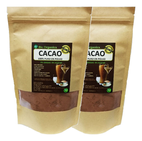 2 Paquetes Cacao En Polvo 200mg 100% Puro 0%grasa0%azucar 