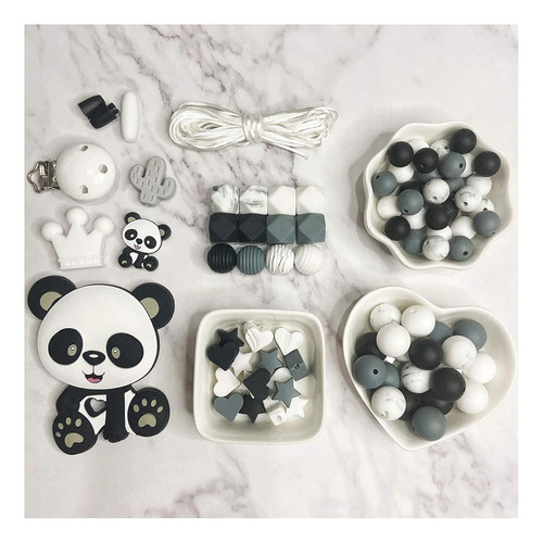 Cuentas Sueltas De Silicona Kit De Conjunto De Panda Collar 