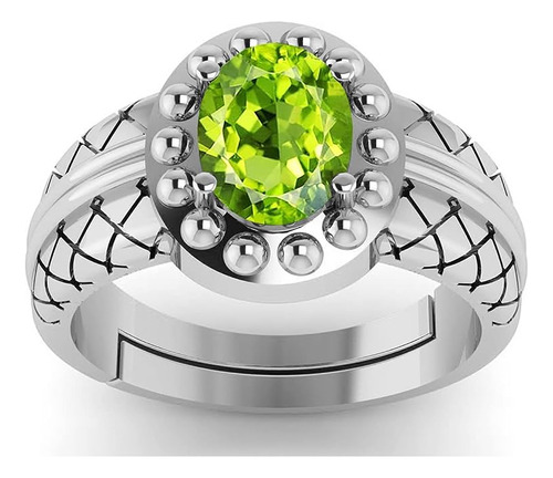 Anillo Aniversario Chapado En Plata Peridoto Calidad Aa 6 25