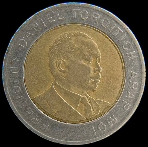 Kenia, 5 Shillings, 1997. Bimetalica. Vf