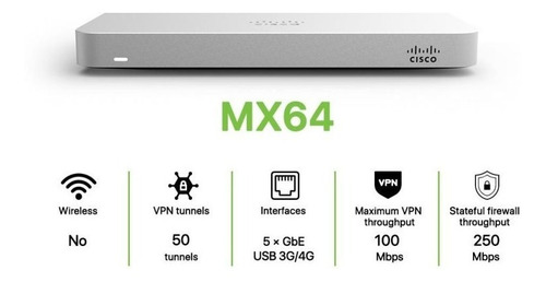 Cisco Meraki Router Firewall Mx64 Nuevo
