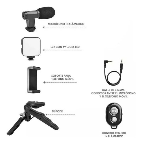 Kit Estabilizador Cámara Reflex Trípode Celular