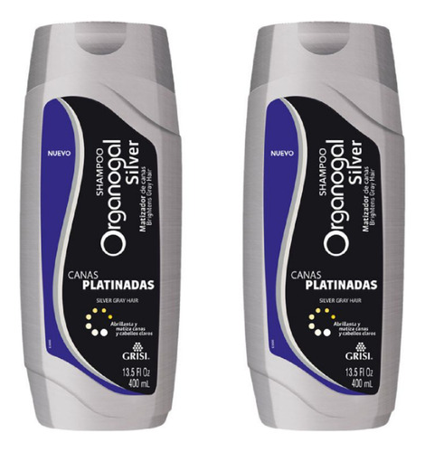 2 Shampoo Grisi Organogal Silver Canas Platinadas 400ml