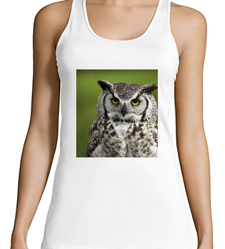 Musculosa Mujer Aves 4 Buho Frente Ojos Vigilantes