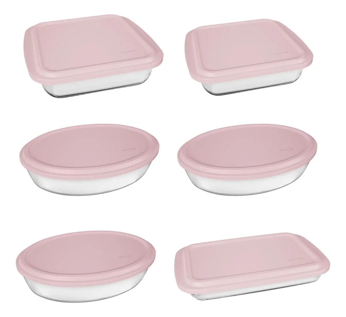 Conjunto Assadeiras 6 Peças com Tampa Cor Rosa - Marinex