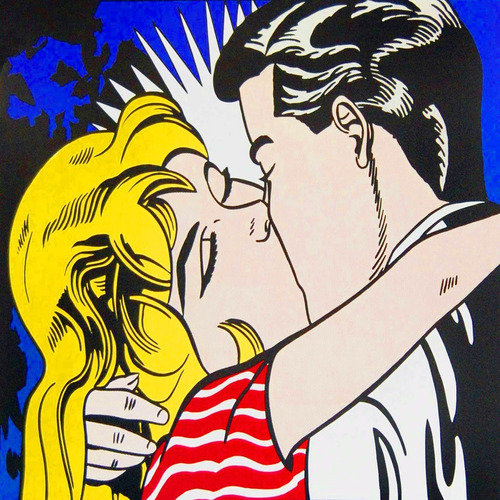 Lamina Fine Art El Beso Ii  Lichtenstein Editado 40x40 Cm