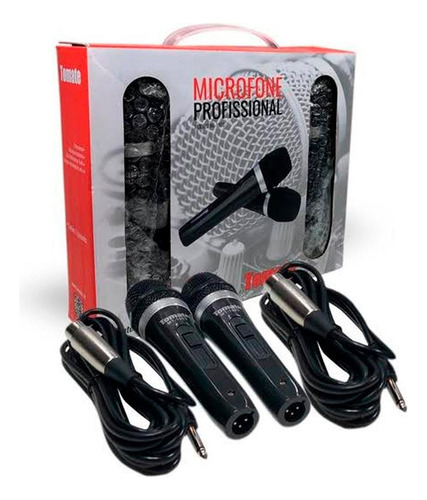 Microfone Profissional Com Fio Duplo C/2 Unidades Mt-1003
