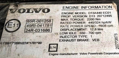 Imagen 5 de 17 de Volvo Fh 440 Año 2008 4x2 Sincrónico