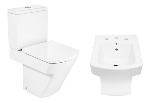 Set Juego Inodoro Baño Largo Deposito Y Bidet Roca Hall