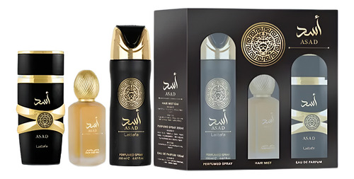 Conjunto Lattafa Asad para homens, 3 unidades, volume unitário de 100 ml