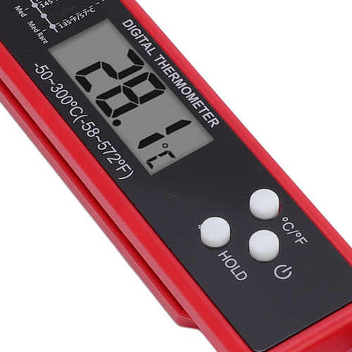 Termómetro De Comida Plegable Rojo Con Sonda Larga Digital P