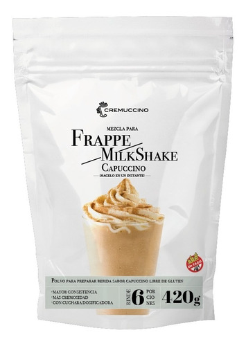 Imagen 1 de 2 de Frappe Milkshake Capuccino 420gr Cremuccino Licuado Café