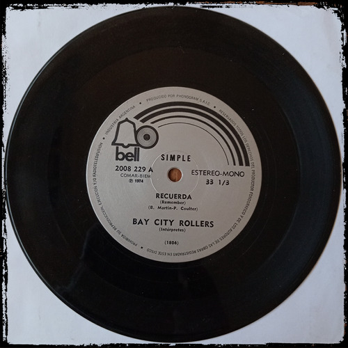 Bay City Rollers - Recuerda  - 1974 Vinilo Single