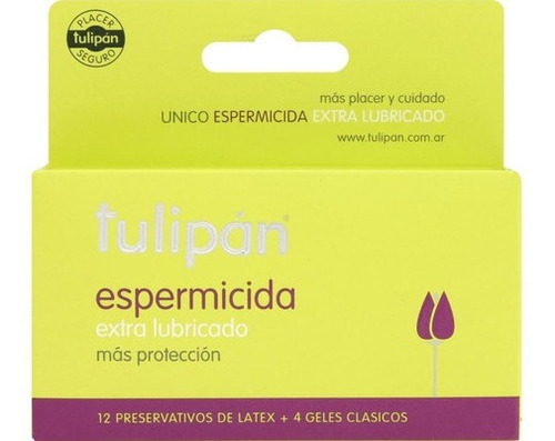 Tulipan Espermicida Preservativo Extra Lubricado 12 Unidades