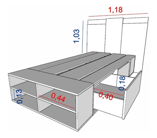 Imagen 4 de 8 de Cama De Una Plaza Box Juvenil C/ Cajones Moderna Minimalista