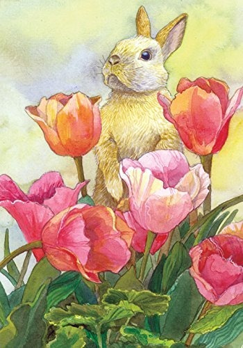 Bandera De Pascua Toland Home Garden Bunny Tulip 12.5 X 18 P