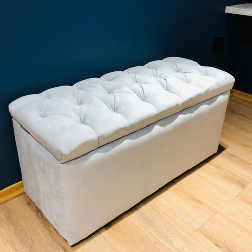 Imagen 2 de 5 de Baulera Pie De Cama 2 Plazas Capitoné Chenille Premium
