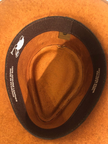 Sombrero Café Oscuro 100% De Cuero Importado Del Ecuador