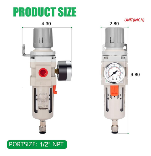 1/2 Pulgada Npt Filtro De Aire Comprimido Combo, Compre...