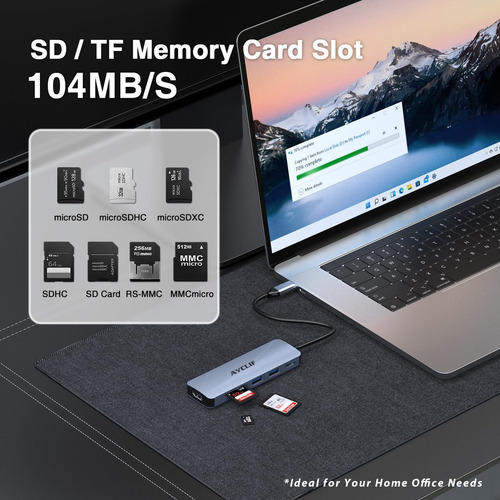 Hub Usb C 6 En 1, Adaptador Usb C Para Doble Monitor, Estaci