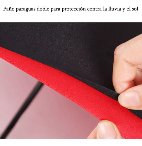 Paraguas Sombrilla Anti-ultravioleta Doblar Botón Automático Rojo Doble