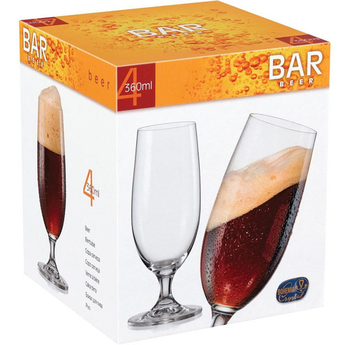 Bohemia Bar-beer Jogo 4 Taças Cerveja 360ml Cristal Cor Transparente