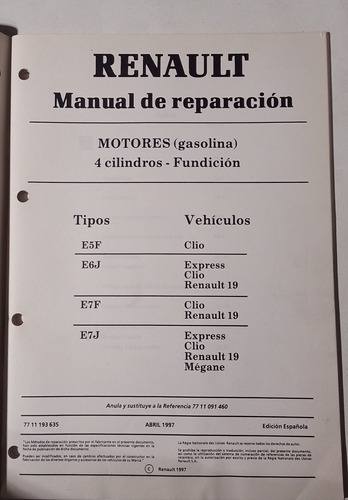 Manual De Reparacion Renault Motor E: E5f E6j E7f E7j