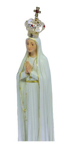 Escultura Imagem Nossa Senhora De Fátima 25cm C/ Coroa