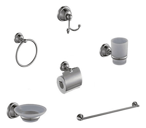 Juego De Accesorios Niquelados Para Baño Y Regadera Meer