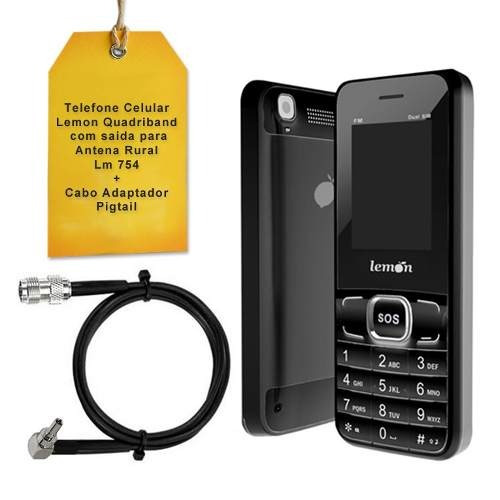 Telefone Celular Lemon Quadriband Lm 754 Cabo Adaptador