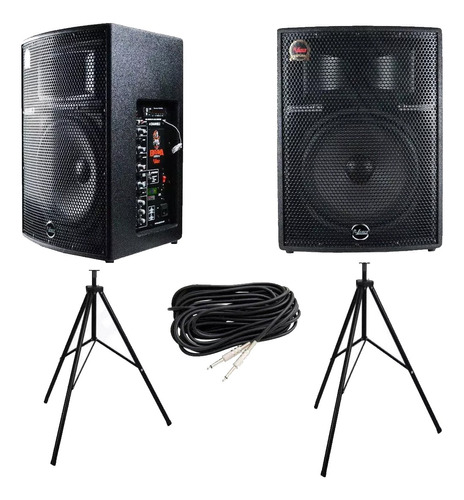 Kit Caixa De Som Leác's Ativa + Passiva Brava 1200 250w Rms