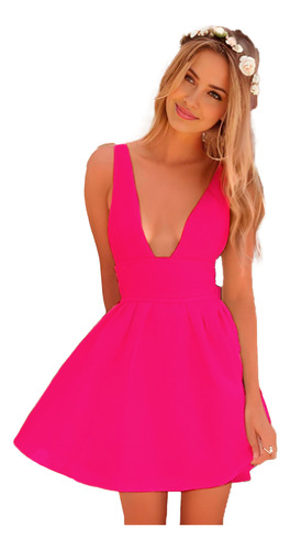 Vestido Corto Mujer Escote V Casual Tirantes Moda Casual